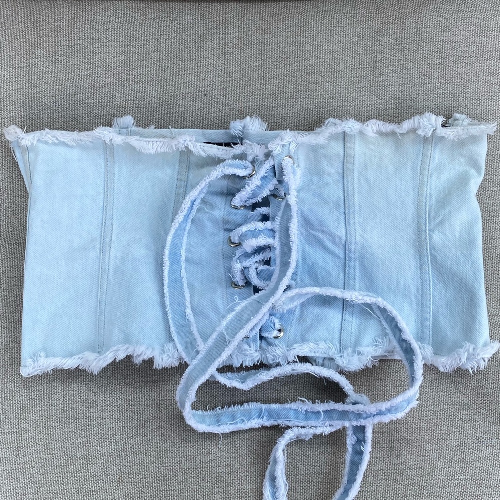 Denim Lace-up Tube Top